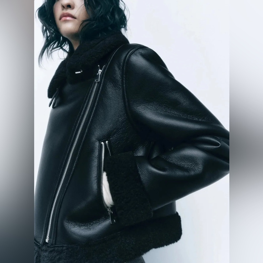 Zara Black Leather Women's Jacket